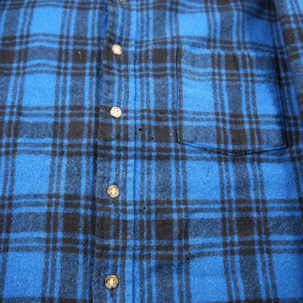 Thrashed Pendleton Vintage Wool Plaid Men Shirt S Blue Distressed Western Skate